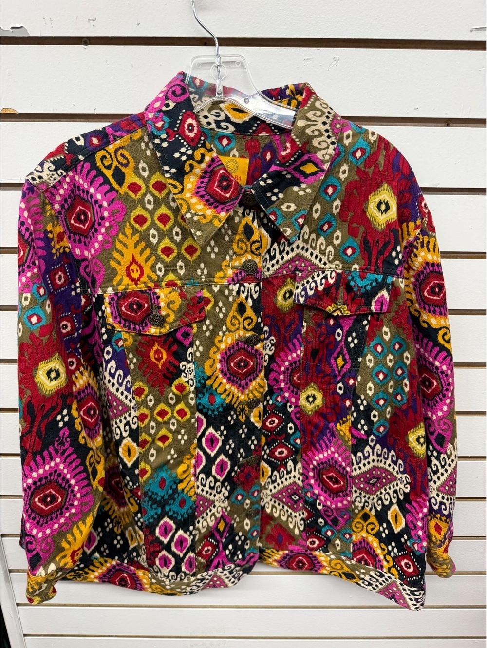 Ruby Rd. Woman Multicolor Ikat Print Cotton Jacket Size 20W